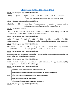 Chuỗi phản ứng hóa học hữu cơ lớp 11 sách Kết Nối Tri thức