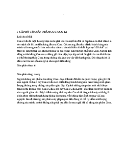 3 cấp độ của sản phẩm Coca-Cola