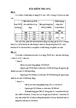 Bài kiểm tra thường xuyên môn Thống kê doanh nghiệp