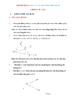 Chuyên đề bồi dưỡng HSG Toán 6: Góc và các bài toán liên quan