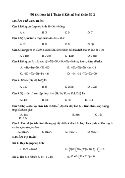 Đề thi học kì 1 Toán 6 Kết nối tri thức - Đề 2