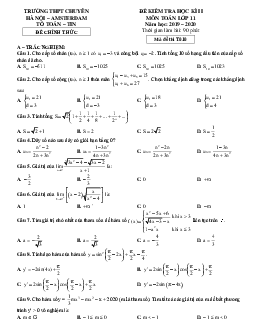 Đề thi HK2 Toán 11 năm 2019 – 2020 trường THPT chuyên Hà Nội – Amsterdam