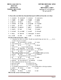 Đề thi chọn học sinh giỏi lớp 9 môn Tiếng Anh Đề 5 (có lời giải)