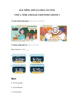 Tiếng Anh lớp 4 unit 2 lesson 1 trang 16 17 Global success