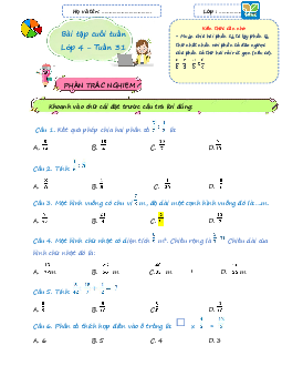 Giải Bài tập cuối tuần lớp 4 môn Toán Kết nối tri thức - Tuần 31