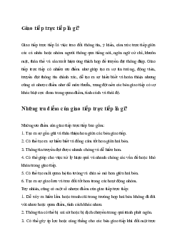 Các ưu điểm và nhược điểm của giao tiếp trực tiếp