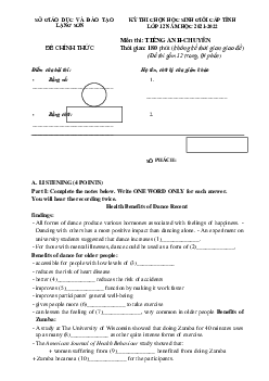 Đề thi HSG Tiếng Anh 12 chuyên sở GD-ĐT Lạng Sơn 2021-2022 (có đáp án)