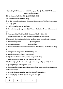 Giải SBT Lịch Sử 12 bài 12: Phong trào dân tộc dân chủ ở Việt Nam từ năm 1919 đến năm 1925
