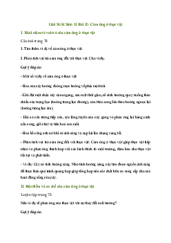 Bài 12: Cảm ứng ở thực vật | Giải Sinh 11 Cánh diều