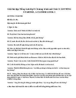 Giải bài tập Tiếng Anh lớp 9 Chương trình mới Unit 5: GETTING STARTED, A CLOSER LOOK 1
