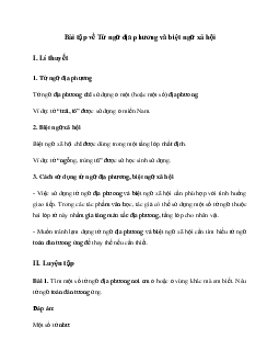 Bài tập: Từ ngữ địa phương và biệt ngữ xã hội Ngữ Văn 8 | Kết nối tri thức