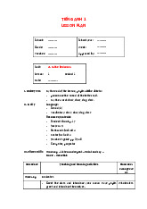 Kế hoạch bài học Unit 4: In the bedroom môn Tiếng Anh lớp 1