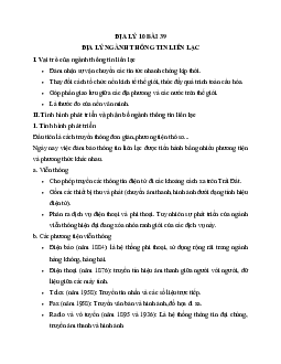 Tóm tắt lý thuyết Địa lý 10 bài 39