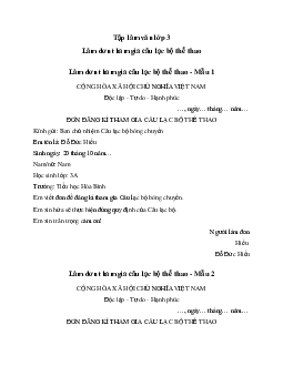 Làm đơn tham gia câu lạc bộ thể thao (8 mẫu) | Tập làm văn lớp 3 Chân trời sáng tạo