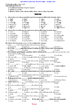 Đề cương ôn tập tiếng anh 9 giữa học kỳ 2