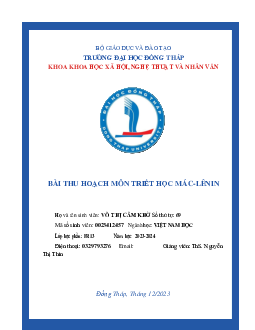 Bài thu hoạch môn Triết học Mác - Lênin