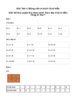 Bảng nhân 6: Giải bài tập Luyện tập, thực hành Toán lớp 3 Cánh diều trang 21 tập 1