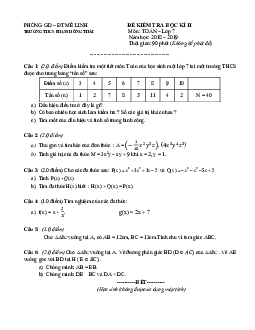 Đề thi HK2 Toán 7 năm 2018 – 2019 trường THCS Phạm Hồng Thái – Hà Nội