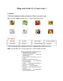 Bài tập từ vựng Tiếng Anh 9 Unit 12 My future career