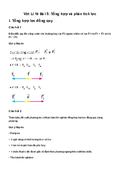 Giải Vật Lí 10 Bài 5: Tổng hợp và phân tích lực | Cánh diều