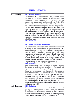 Tóm tắt lý thuyết Unit 4: Meaning