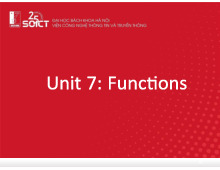 Unit 7: Functions - Tin học đại cương (IT1110) | Trường Đại học Bách khoa Hà Nội