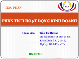 Bài giảng PPT (Power Point) học phần Phân tích hoạt động kinh doanh | SLIDE | Đại học Bách Khoa Hà Nội