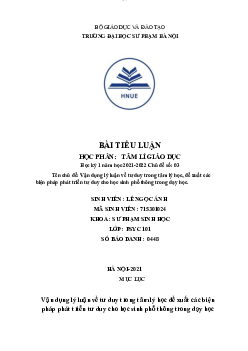 Bài tiểu luận: Tâm lí học giáo dục | Đại học Sư Phạm Hà Nội
