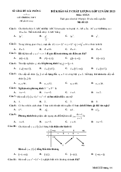 Đề khảo sát chất lượng Toán 12 năm 2023 liên trường THPT – Hải Phòng