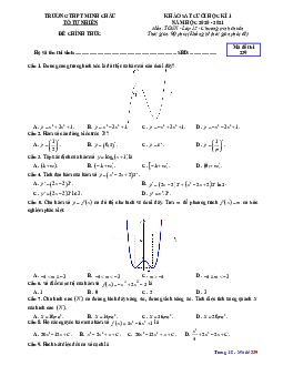 Đề thi HK1 Toán 12 năm 2020 – 2021 trường THPT Minh Châu – Hưng Yên