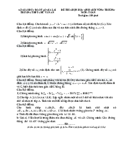Đề thi chọn học sinh giỏi vòng trường môn Toán trường THPT Chu Văn An – Gia Lai