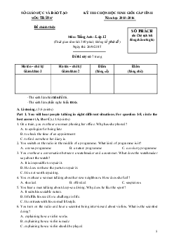 Đề thi chọn học sinh giỏi cấp tỉnh Sóc Trăng năm học 2015-2016 Môn Tiếng Anh - Lớp 12