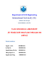 Jet trajectory and flow through an orifice | Bài báo cáo học phần Fluid Mechanics Lab | Trường Đại học Quốc tế, Đại học Quốc gia Thành phố Hồ Chí Minh
