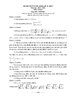 Đề thi thử Toán vào lớp 10 năm 2023 – 2024 phòng GD&ĐT Tứ Kỳ – Hải Dương