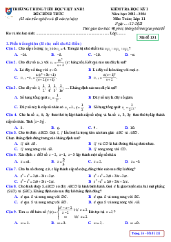 Đề cuối học kỳ 1 Toán 11 năm 2023 – 2024 trường Việt Anh 2 – Bình Dương