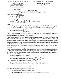 Đề thi thử Toán vào lớp 10 năm 2023 – 2024 lần 3 phòng GD&ĐT Lộc Hà – Hà Tĩnh