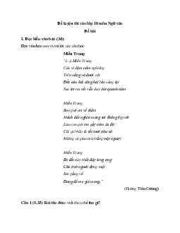 Đề thi tuyển sinh lớp 10 môn Văn (Đề 2)