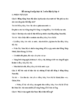 Đề cương ôn tập học kì 2 môn Địa lý lớp 4 năm 2022 - 2023 | đề 3