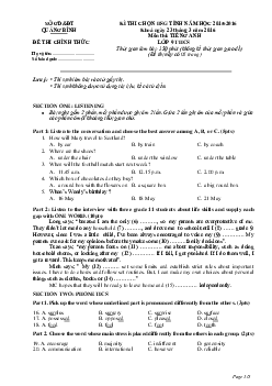 Đề thi chọn học sinh giỏi cấp tỉnh năm học 2015 -2016 môn thi Tiếng Anh 9 THCS tỉnh Quảng Bình