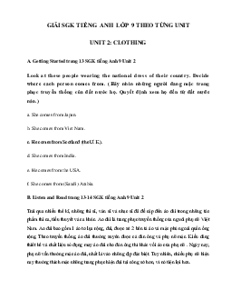 Giải Unit 2 lớp 9 Clothing Getting started - Listen and read - Speak - Listen - Read