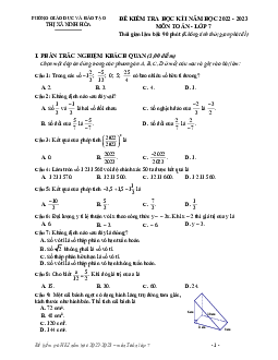 Đề học kỳ 1 Toán 7 năm 2022 – 2023 trường THPT Nam Sài Gòn – TP HCM