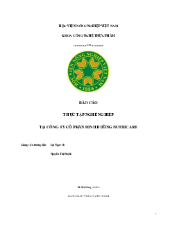 Báo cáo thực tập nghề nghiệp tại công ty cổ phần dinh dưỡng nutricare