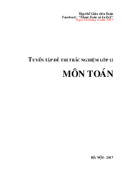 Tuyển tập đề thi trắc nghiệm lớp 12 môn Toán (Dự án 9)