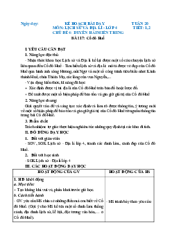 Giáo án Lịch sử và địa lí lớp 4 Tuần 20 | Chân trời sáng tạo