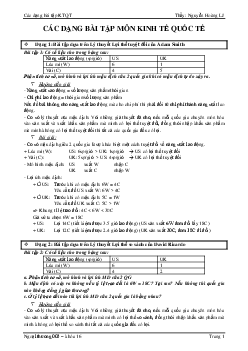 Các dạng bài tập Kinh tế quốc tế | Đại học Ngoại Thương