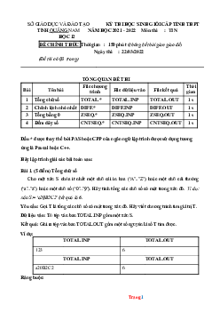 Đề thi HSG Tin Học 12 Sở Giáo Dục Quảng Nam 2022 (có đáp án)