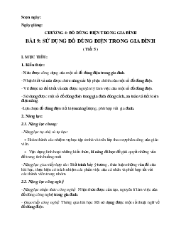 Giáo án Công nghệ 6 sách Chân trời sáng tạo Bài 9 Tiết 5