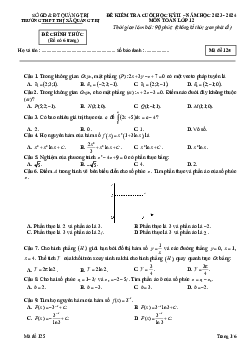Đề cuối học kỳ 2 Toán 12 năm 2023 – 2024 trường THPT Thị xã Quảng Trị