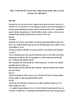 Địa lí 11 Kết nối bài 15: Vị trí địa lí, điều kiện tự nhiên, dân cư và xã hội khu vực Tây Nam Á