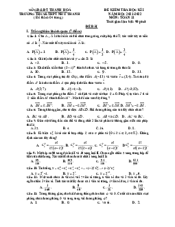 Đề thi cuối học kỳ 1 Toán 11 năm 2021 – 2022 trường Như Thanh – Thanh Hóa